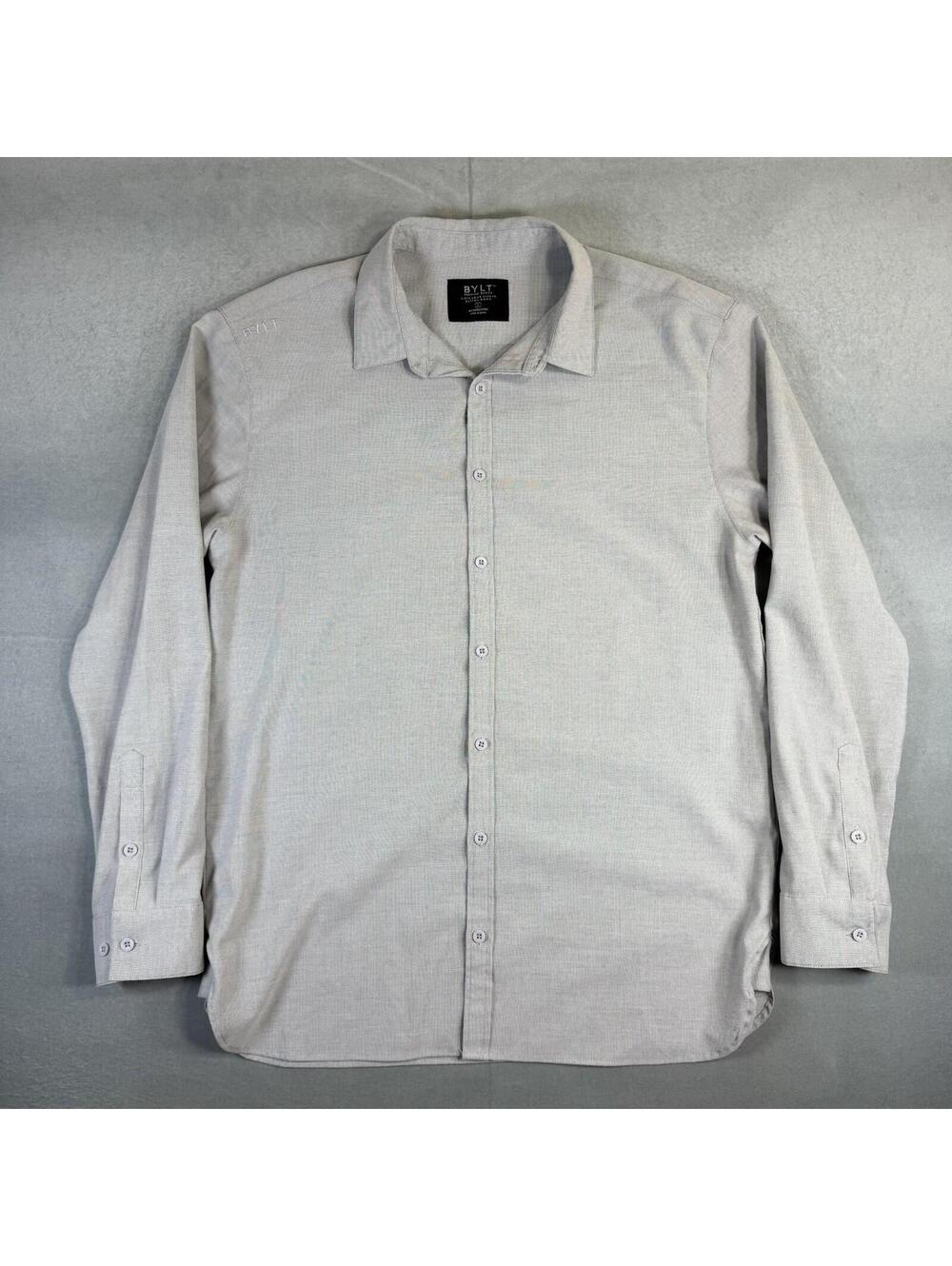 BYLT Vista Long Sleeve Button Down Shirt Men's XL Gray Premium Basics